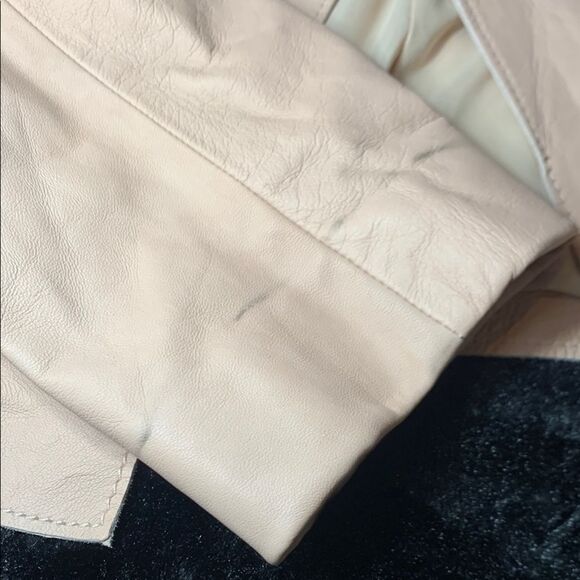 Women's Blush Pink Crop Leather Jacket by Halogen Size Medium - Picture 10 of 14